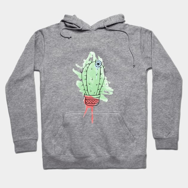 Cute Watercolor Cactus Hoodie by bowtomickey